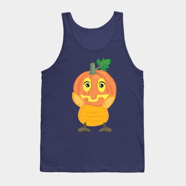 Pumpkin Owl Halloween Cute Design Tank Top by Uncle Fred Design